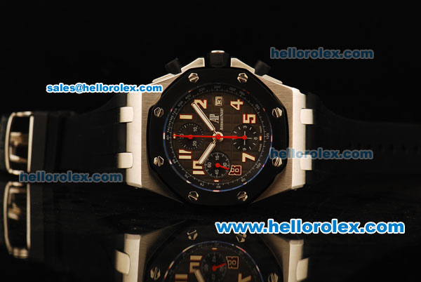 Audemars Piguet Royal Oak Offshore Chronograph Swiss Valjoux 7750 Automatic Movement Steel Case with Brown Dial and Black Rubber Strap-Run 9@Sec - Click Image to Close